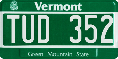 VT license plate TUD352