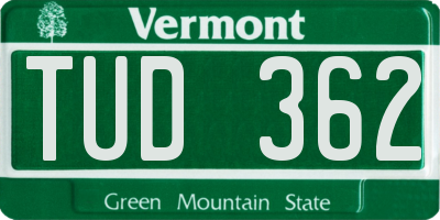 VT license plate TUD362