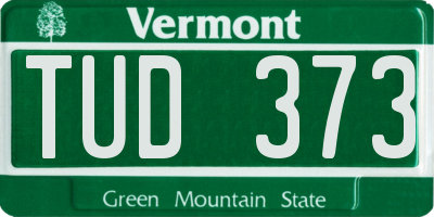 VT license plate TUD373