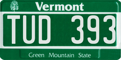 VT license plate TUD393