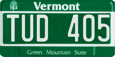VT license plate TUD405