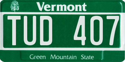 VT license plate TUD407
