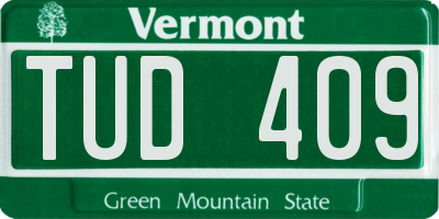 VT license plate TUD409