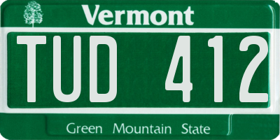 VT license plate TUD412