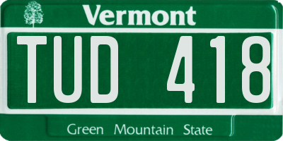 VT license plate TUD418