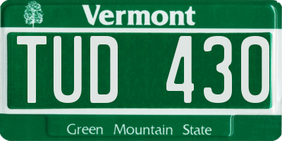 VT license plate TUD430