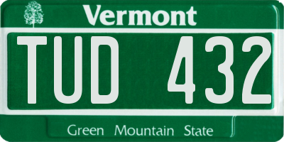 VT license plate TUD432
