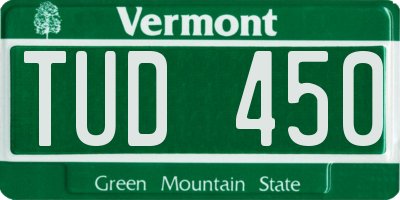 VT license plate TUD450