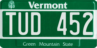 VT license plate TUD452