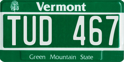 VT license plate TUD467