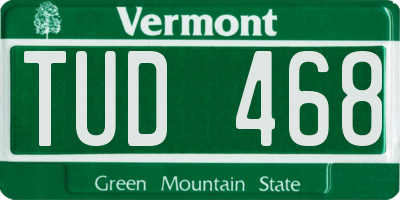 VT license plate TUD468