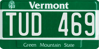 VT license plate TUD469