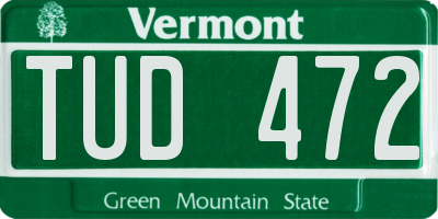 VT license plate TUD472