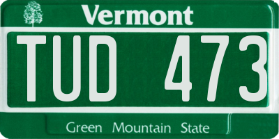 VT license plate TUD473