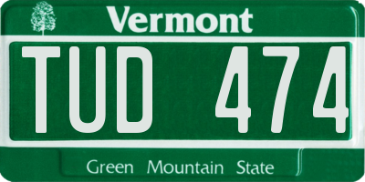 VT license plate TUD474