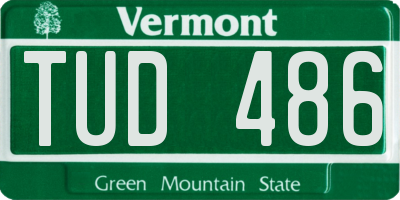 VT license plate TUD486