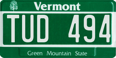 VT license plate TUD494