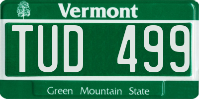 VT license plate TUD499