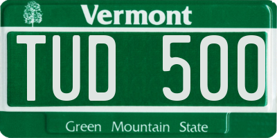 VT license plate TUD500
