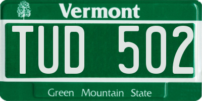 VT license plate TUD502