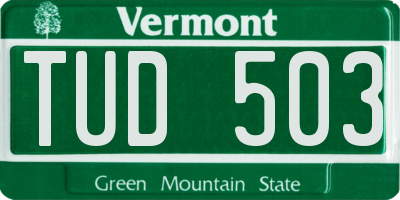 VT license plate TUD503