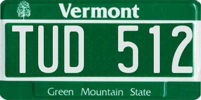 VT license plate TUD512