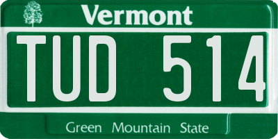 VT license plate TUD514