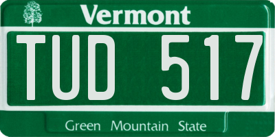 VT license plate TUD517