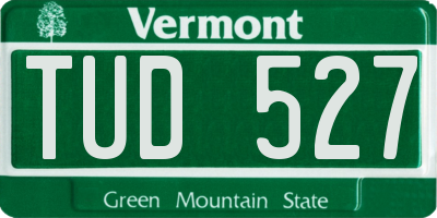 VT license plate TUD527