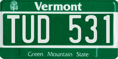 VT license plate TUD531
