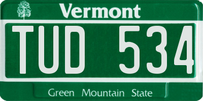 VT license plate TUD534