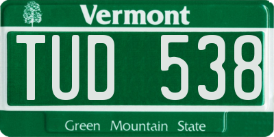VT license plate TUD538