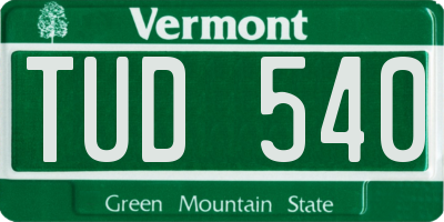 VT license plate TUD540