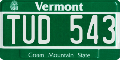 VT license plate TUD543