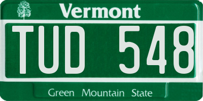 VT license plate TUD548