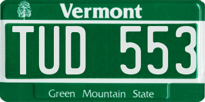 VT license plate TUD553
