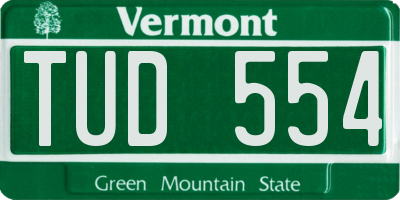 VT license plate TUD554