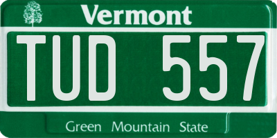 VT license plate TUD557