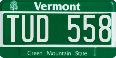 VT license plate TUD558