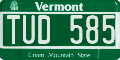 VT license plate TUD585