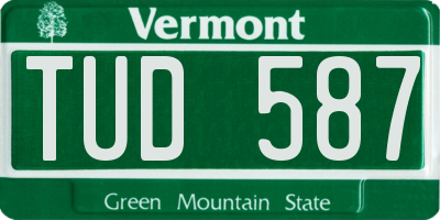 VT license plate TUD587
