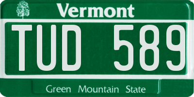 VT license plate TUD589