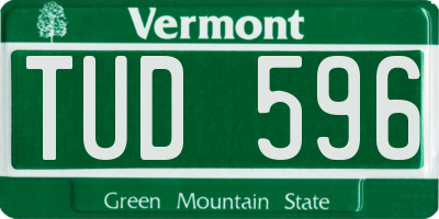 VT license plate TUD596