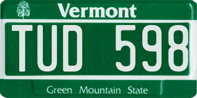 VT license plate TUD598