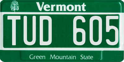 VT license plate TUD605