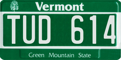VT license plate TUD614