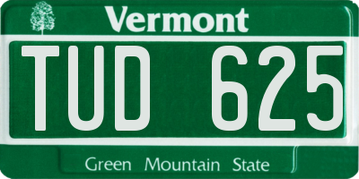 VT license plate TUD625