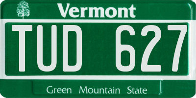 VT license plate TUD627