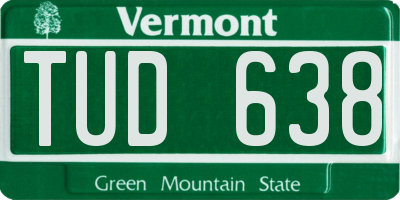 VT license plate TUD638