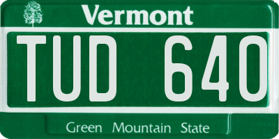 VT license plate TUD640